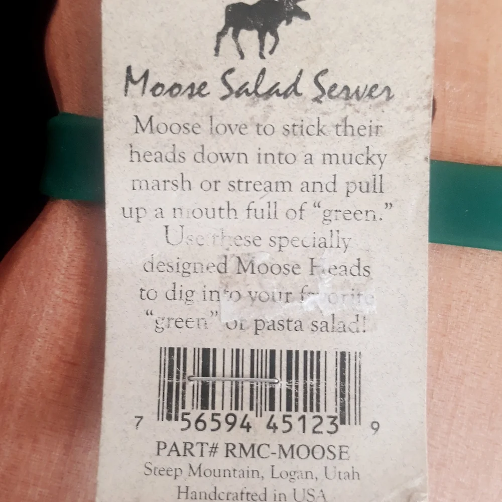 Rock Creek Trading Company Wood Moose Salad & Pasta Servers
